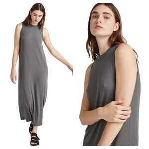 Richer Poorer Ribbed Column Maxi Dress Dark Gray Size XS High Neck Sleeveless